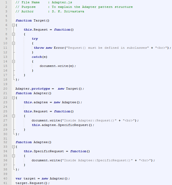 Adapter design pattern In JavaScript / js