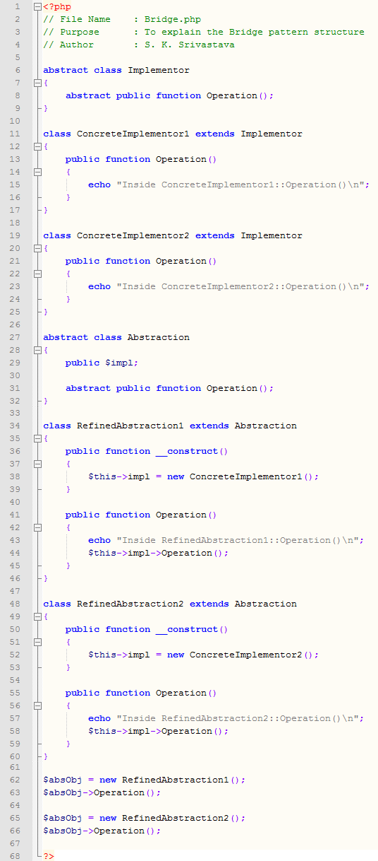 Bridge design pattern In PHP