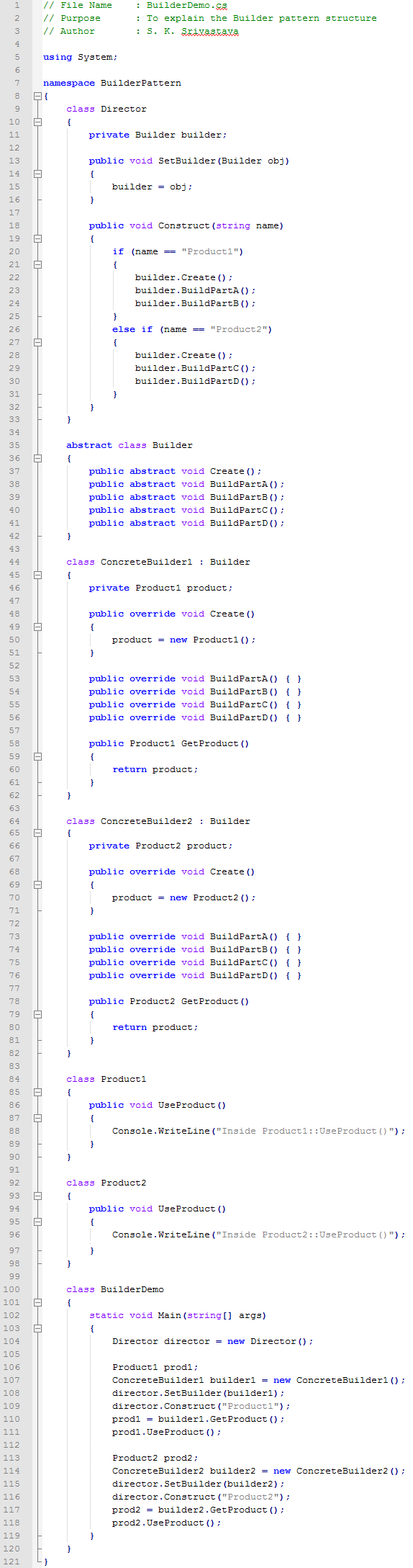 Builder design pattern In C#