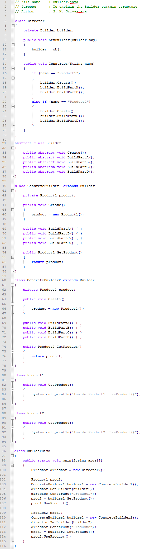 Builder design pattern In Java