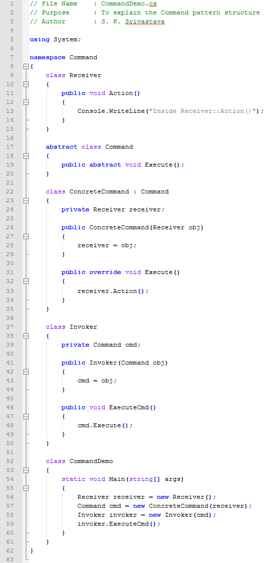 Command design pattern In C#