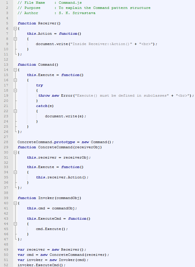 Command design pattern In JavaScript / js