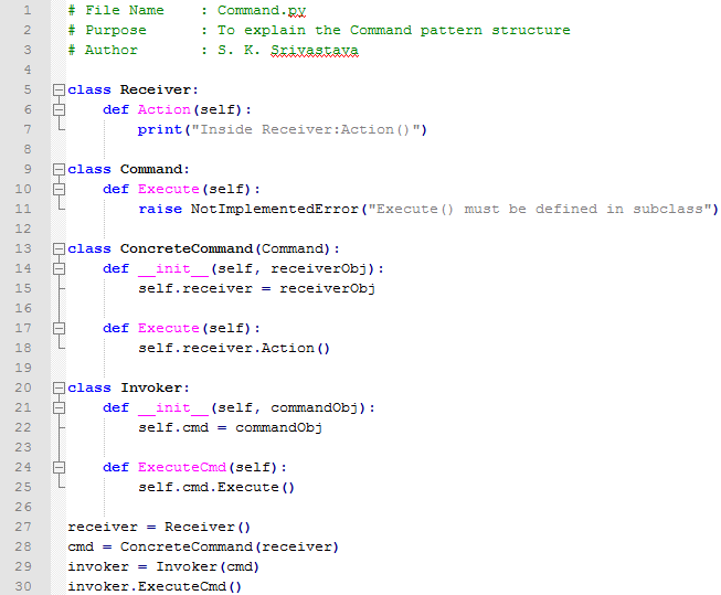 Command design pattern In Python