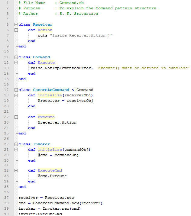 Command design pattern In Ruby