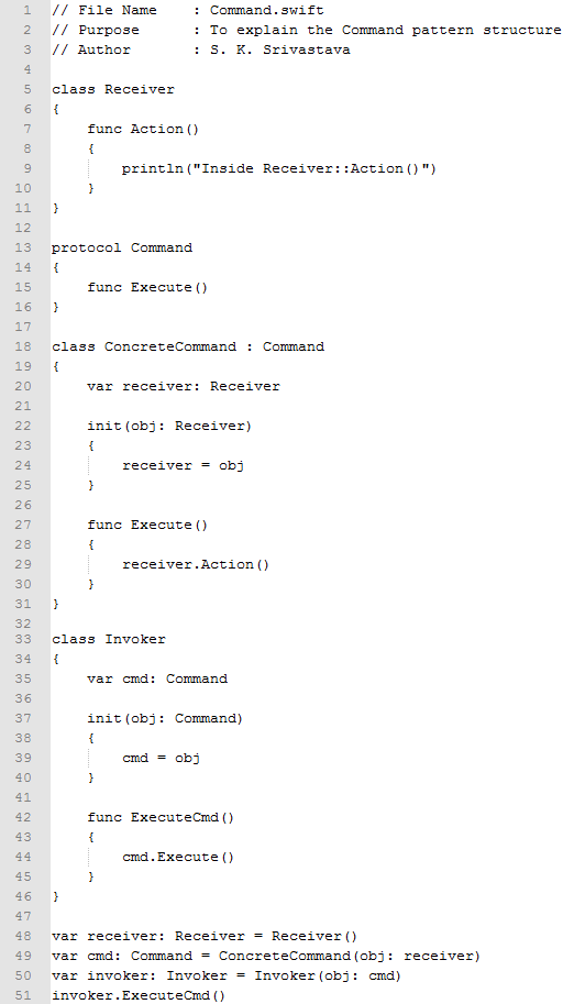 Command design pattern In Swift