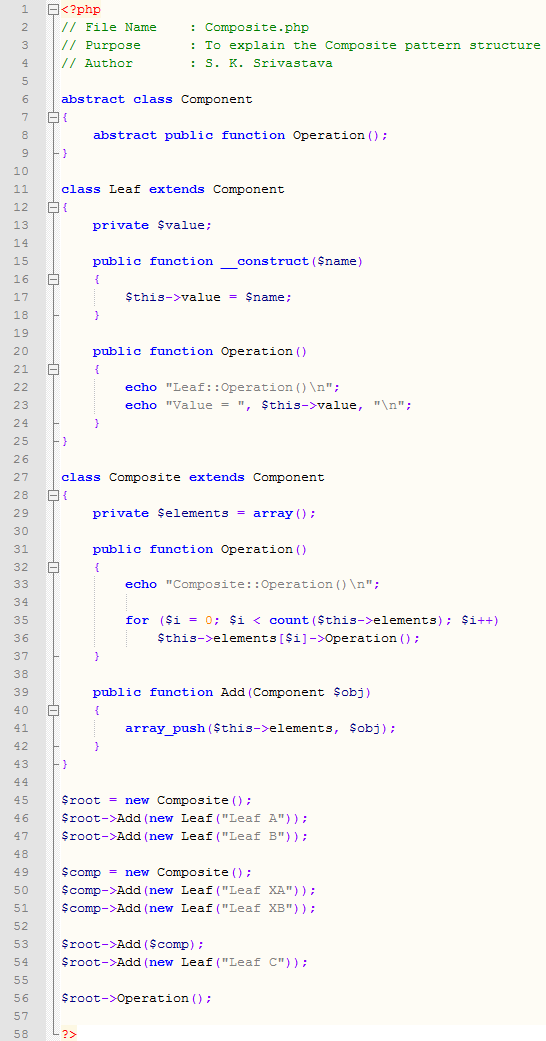 Composite design pattern In PHP