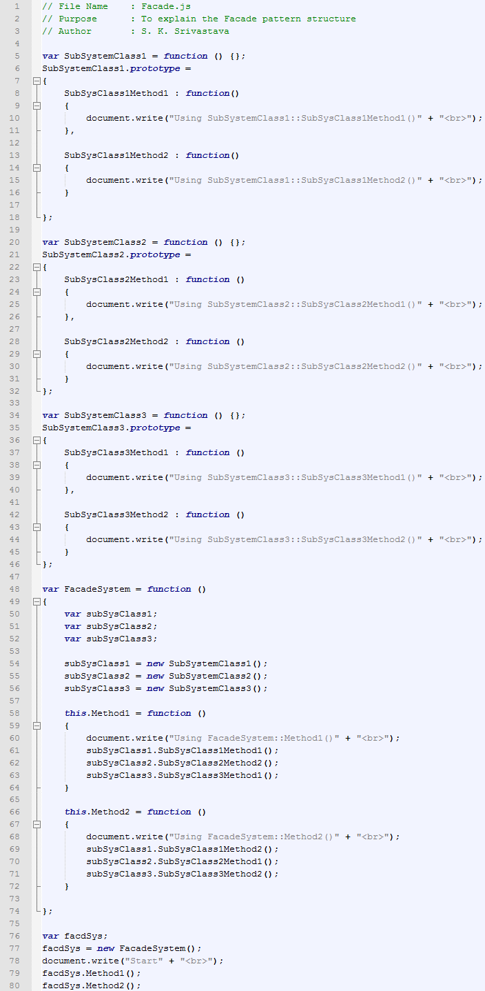 Facade design pattern In JavaScript / js