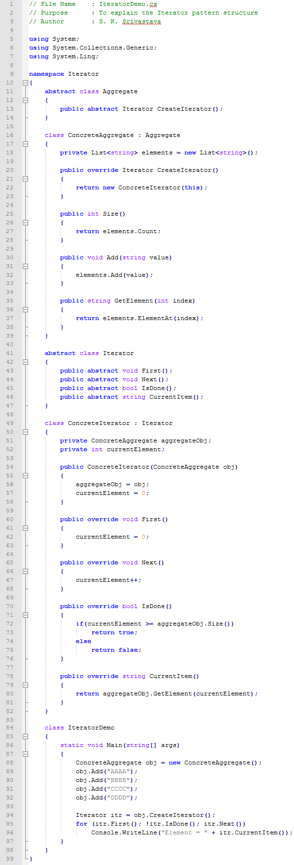 Iterator design pattern In C#