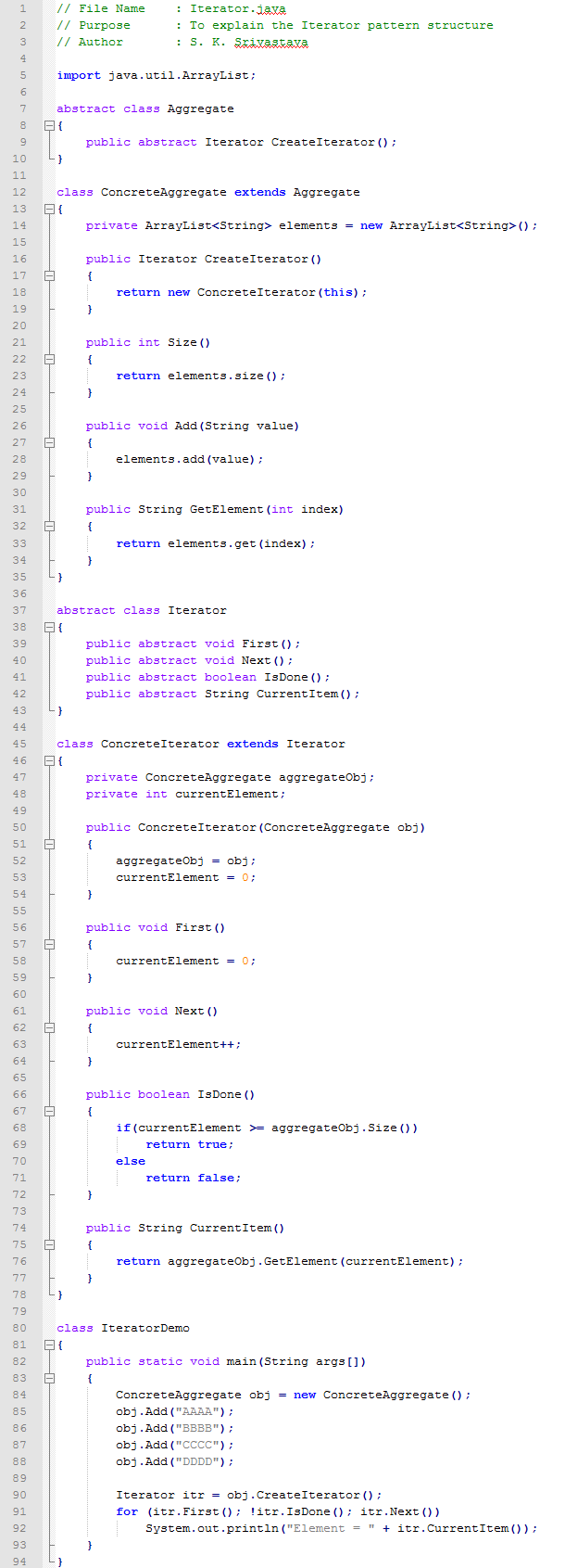 Iterator design pattern In Java