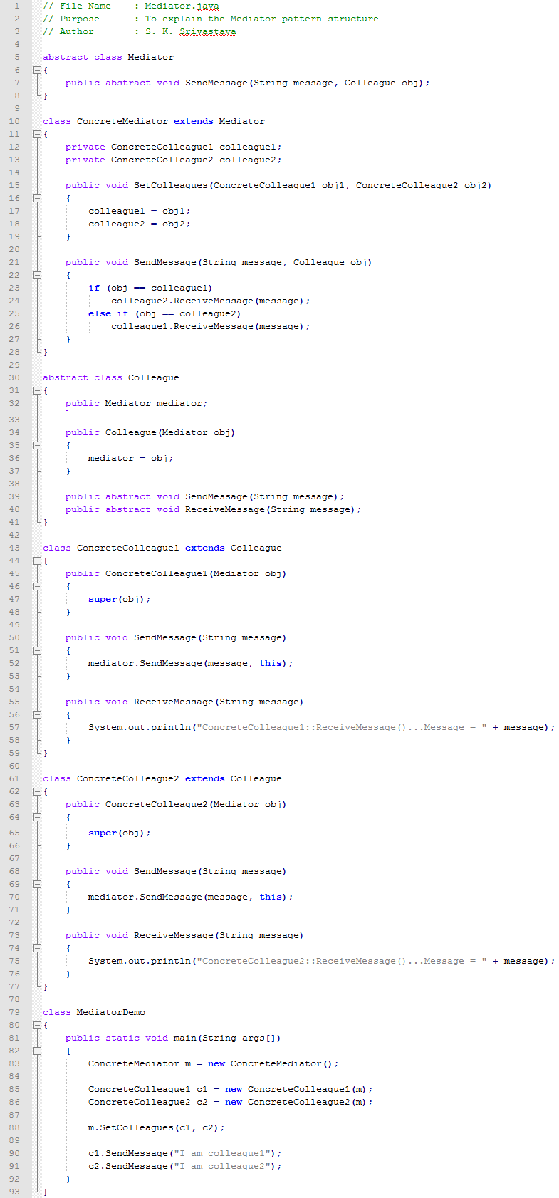 Mediator design pattern In Java