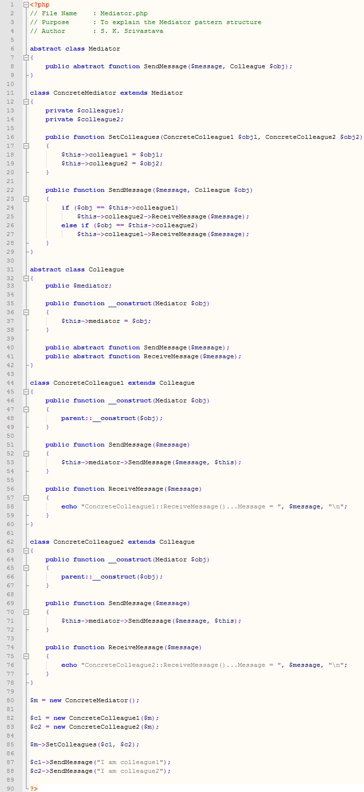 Mediator design pattern In PHP