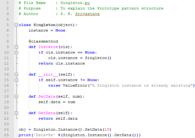 Singleton design pattern In Python