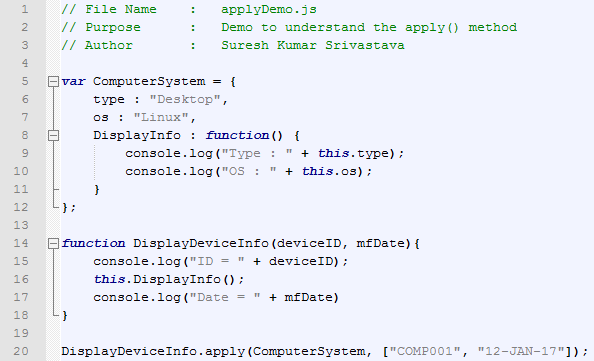 call(), apply, bind() in JavaScript - apply() method example