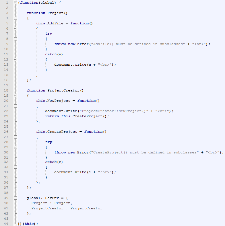 Writing a Framework in JavaScript - Code of framework